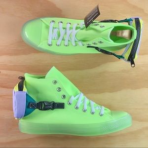 Converse Chuck Taylor All Star High Top Buckle Up Neon Green Athletic Sneakers